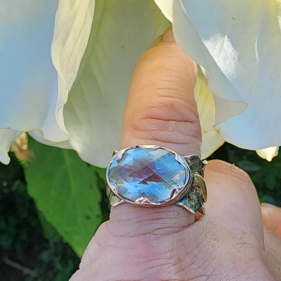 Artisan Prasiolite and Sterling Silver ring 6.75 - Picture 1 of 10